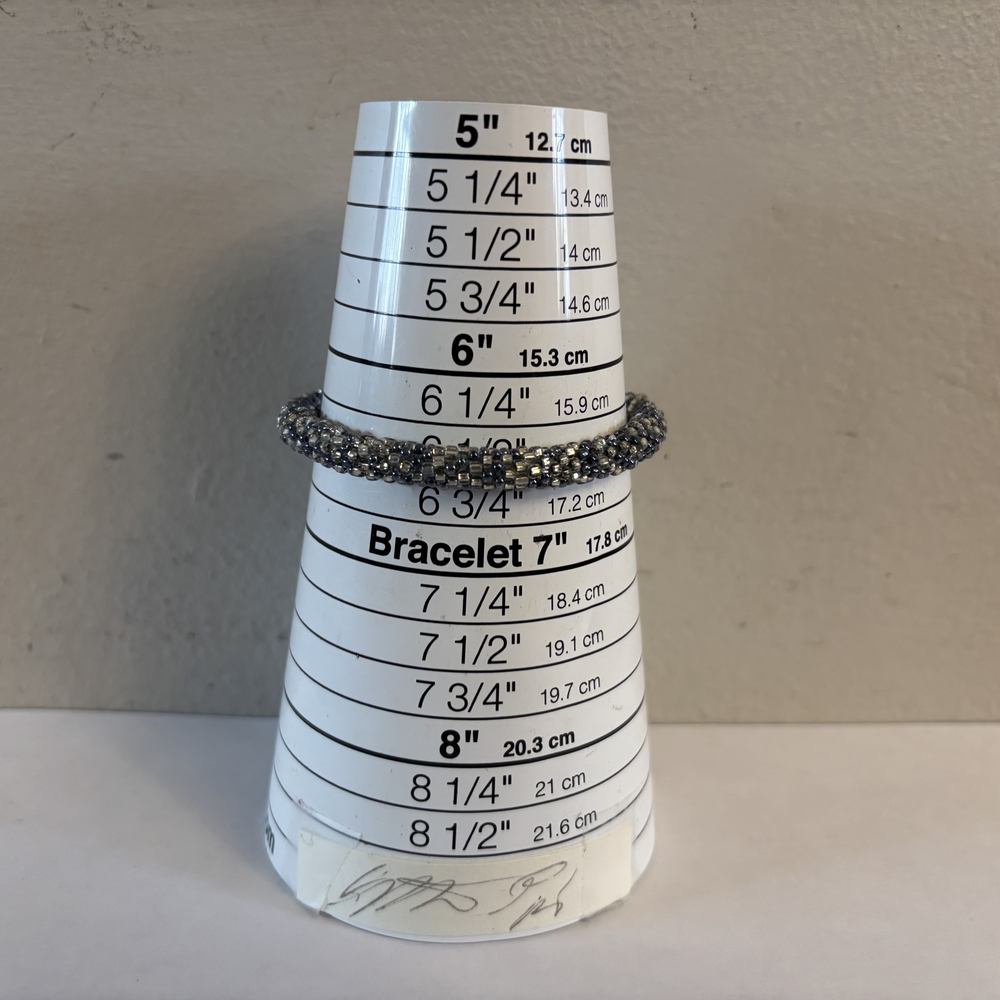 Minimalist Metallic Gray Seed Bead Stretch Tube Bracelet